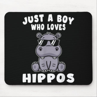 Kids Hippo Hippopotamus A Boy Who Loves Hippos Mouse Mat