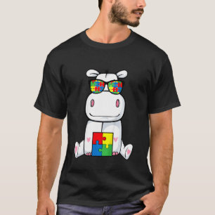 Kids Hippopotamus Puzzle Piece Autism Awareness Cu T-Shirt