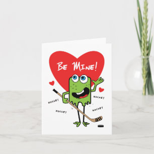 Kids Hockey Monster Valentines Card