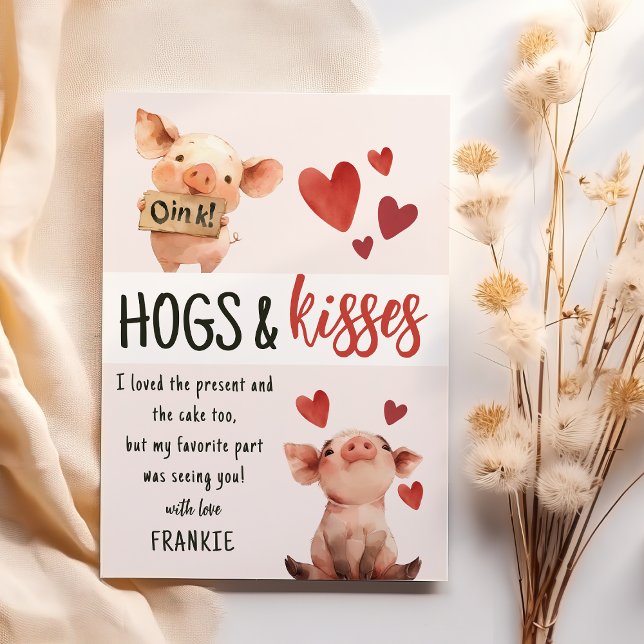 Kids Hogs & Kisses | Birthday Thank You Cards (Creator Uploaded)
