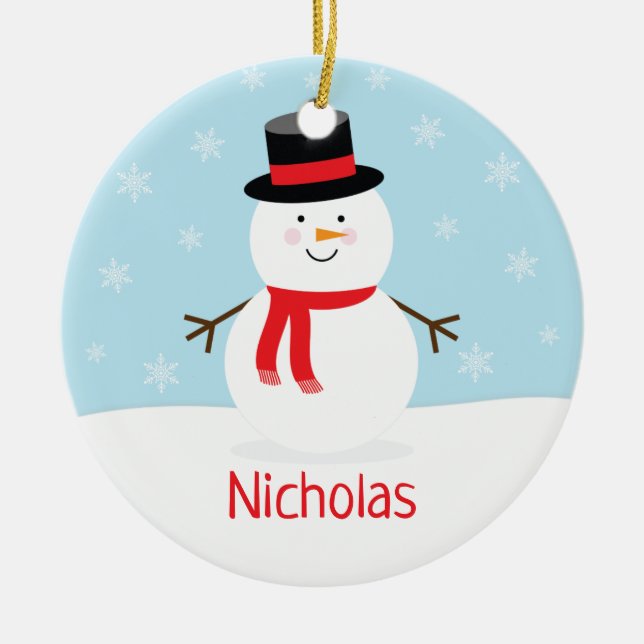 Kids Holiday Snowman Christmas Ornament (Front)