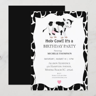 Kids Holy Cow Birthday Party Invitation