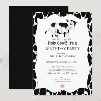 Kids Holy Cow Birthday Party Invitation