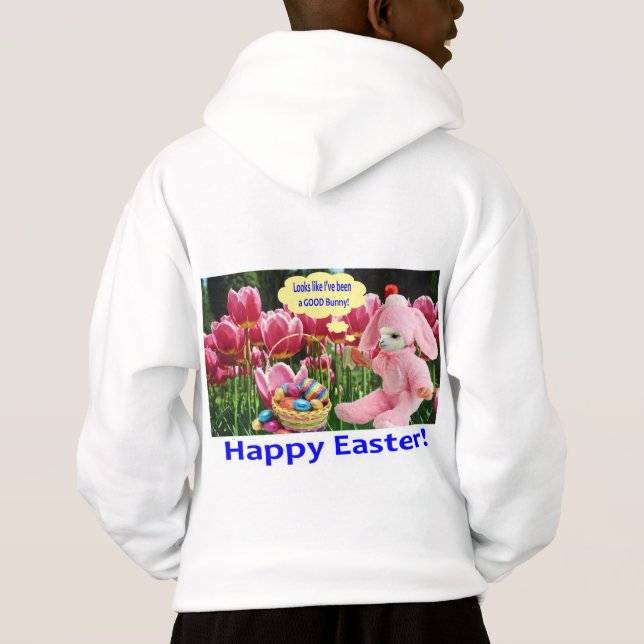 kids hoodie.  Happy Easter.  alpaca/bunny (Back)