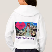 kids hoodie. Happy Valentine's day. doe/mermaid