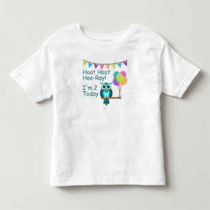 Kids Hoot Hoot Hoo-Ray I'm 2 Today Owl T-Shirt