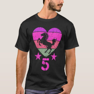 Kids Horse Birthday 5 Year Old Boy Girl Fifth 5th  T-Shirt