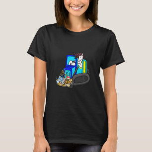 Kids Horse Driving Bulldozer Hanukkah Cool Animal T-Shirt