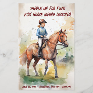 Kids' Horse Lessons - Watercolor Horse Flyer