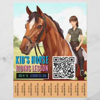 Kids' Horse Riding Lesson Flyer With QR Code