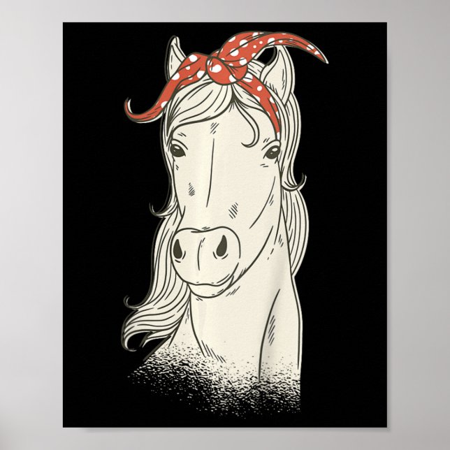 Kids Horse With Bandanna - Cute Horseback Riding H Poster (Front)