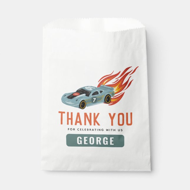 Kids Hot Blue Racing Car Boys Birthday Favour Bags (Front)
