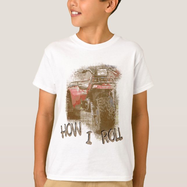 Kids How I ROLL ATV Retro Red Trike T-Shirt (Front)