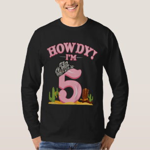 Kids Howdy Cowgirl 5th Birthday Western Country So T-Shirt