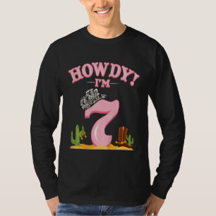 Kids Howdy Cowgirl 7th Birthday Western Country So T-Shirt