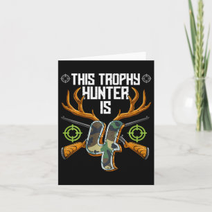 Kids Hunter Hunting 4th Birthday Card