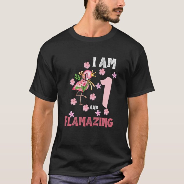 Kids I Am 1 And Flamazing Funny 1th Birthday Flami T-Shirt (Front)