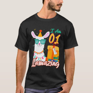 Kids I Am 1 Years Old and Llamazing Llama 1st Birt T-Shirt