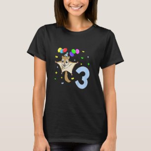 Kids I am 3 with flying squirrel - kids birthday 3 T-Shirt