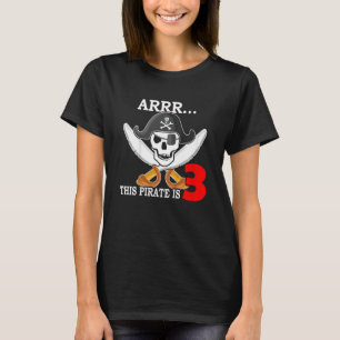 Kids I Am 3 Years Boy Pirate Captain 3 Birthday Pi T-Shirt