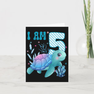 Kids I Am 5 Years Old 5th Birthday Sea Turtles Boy Card