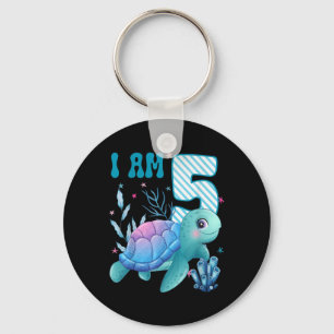 Kids I Am 5 Years Old 5th Birthday Sea Turtles Boy Key Ring