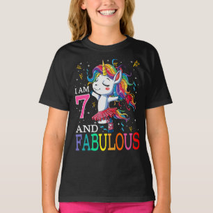Kids I am 7 and Fabulous Unicorn T-Shirt