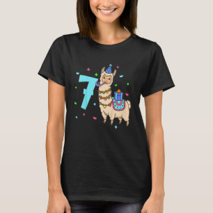 Kids I am 7 with Lama kids birthday 7 years old T-Shirt