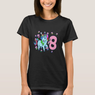 Kids I am 8 with unicorn girl birthday 8 years ol T-Shirt