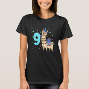 Kids I am 9 with Lama kids birthday 9 years old T-Shirt