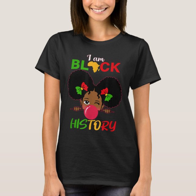 Kids I Am Black History Girl Little Melanin Prince T-Shirt (Front)