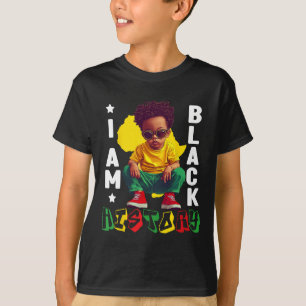 Kids I Am Black History Young Black King Afro Todd T-Shirt