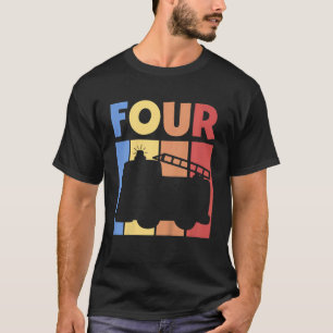 Kids I am now 4 years fourth birthday fire engine T-Shirt