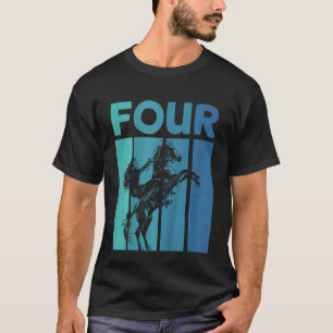 Kids I am now 4 years fourth birthday horse rider T-Shirt