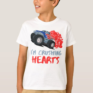 kids i crush hearts monster truck toddler boys  T-Shirt