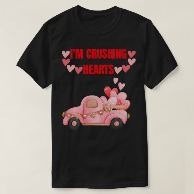 Kids I Crush Hearts Monster Truck Toddler Boys Val T-Shirt (Design Front)