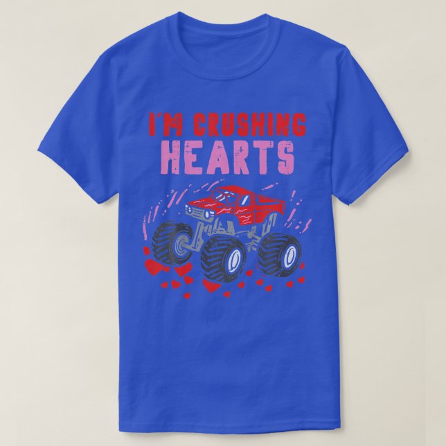 Kids I Crush Hearts Monster Truck Toddler Boys Val T-Shirt (Design Front)