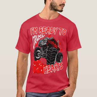 Kids i crush hearts monster truck toddler boys val T-Shirt