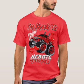 Kids i crush hearts monster truck toddler boys val T-Shirt
