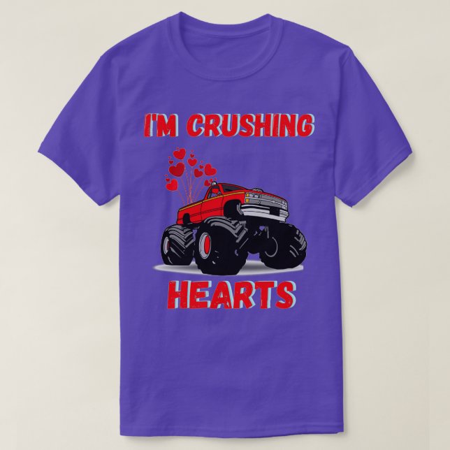 Kids I Crush Hearts Monster Truck Toddler Boys Val T-Shirt (Design Front)