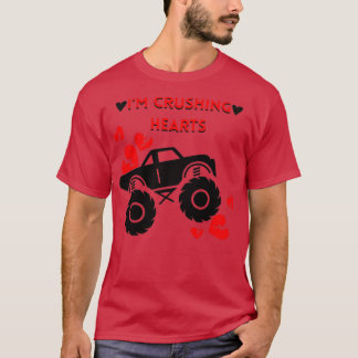 Kids I Crush Hearts Monster Truck Toddler Boys Val T-Shirt