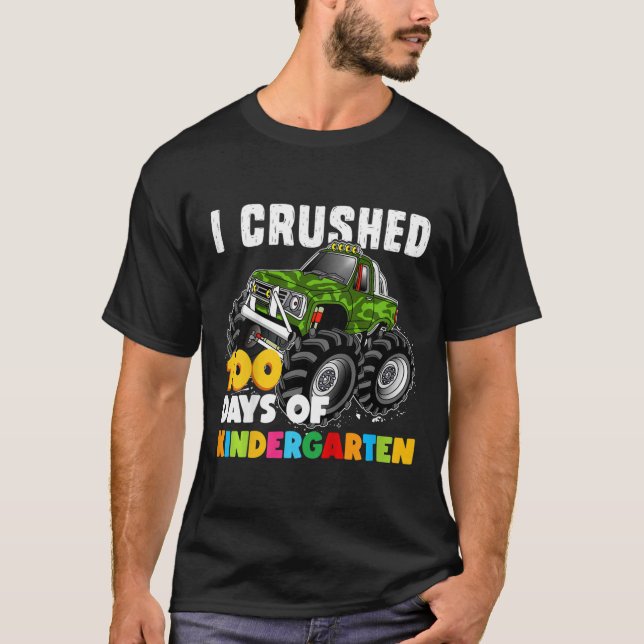 Kids I Crushed 100 Days of Kindergarten  Fun Girls T-Shirt (Front)