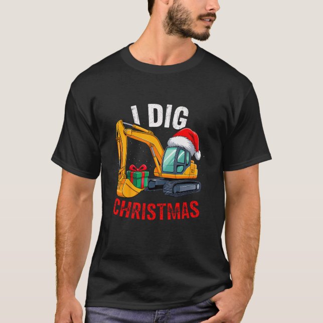 Kids I Dig Christmas Excavator Xmas PJs Toddler Bo T-Shirt (Front)