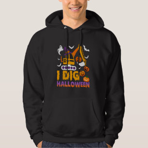 Kids I Dig Halloween Tractor Construction Digger T Hoodie