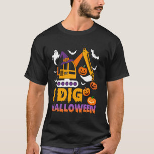 Kids I Dig Halloween Tractor Construction Digger T T-Shirt