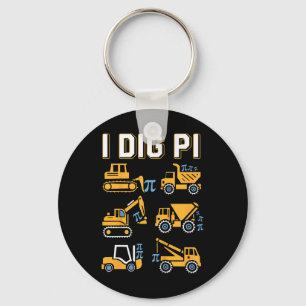 Kids I Dig Pi Funny Pi Day 3.14 Construction Truck Key Ring