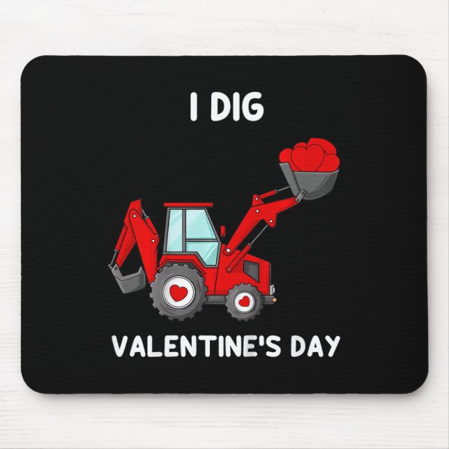 Kids I Dig Valentines Day Hearts Tractor Fun Toddl Mouse Mat (Front)