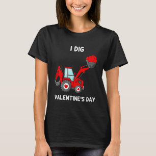 Kids I Dig Valentines Day Hearts Tractor Funny Tod T-Shirt