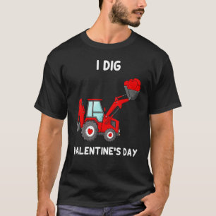 Kids I Dig Valentines Day Hearts Tractor Toddler B T-Shirt