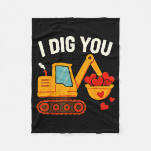 Kids I Dig You Happy Valentines Day Love Heart Tod Fleece Blanket